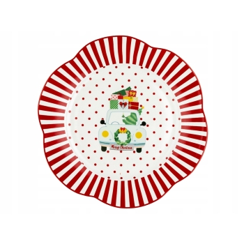 Talerz obiadowy duży świąteczny 28 cm Świąteczne Auto Sindy Florina