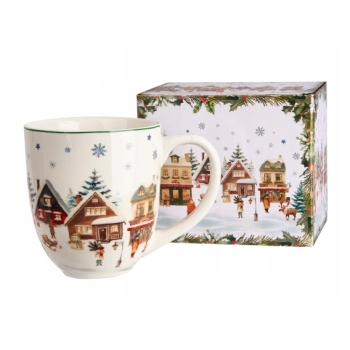 Duży kubek porcelanowy na Prezent kubas XXL ŚWIĄTECZNA WIOSKA 1000 ml