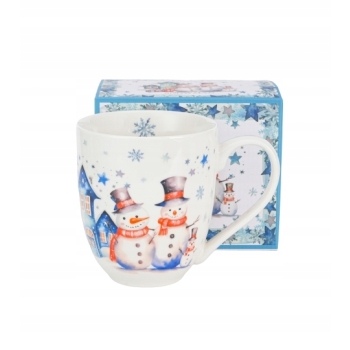 Duży kubek porcelanowy na Prezent Świąteczny kubas XXL Bałwanki 1000ml