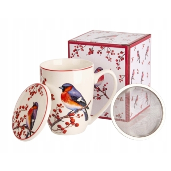 Kubek z zaparzaczem i pokrywką 360ml Gil Ptaszek na Jarzębinie