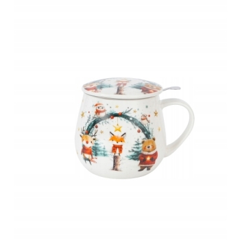 Kubek z zaparzaczem i pokrywką 430ml świąteczny Christmas Cuties 2