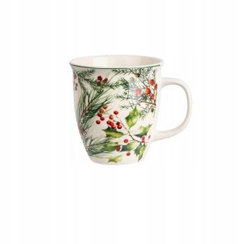 Duży kubek Świąteczny porcelanowy 650ml Ostrokrzew Duo