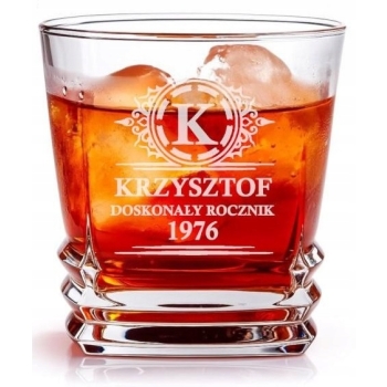 Kwadratowa Szklanka do whisky z grawerem 270ml Imię Prezent na Urodziny
