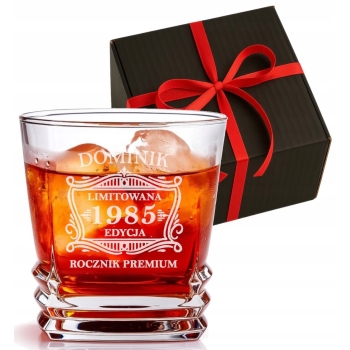 Kwadratowa Szklanka do whisky z grawerem 270ml Imię Prezent na Urodziny