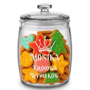 Duży Słoik na Pierniki z Grawerem 3,8L Prezent Napis Tekst Logo dla Niej