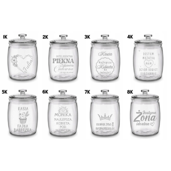 Duży Słoik na Pierniki z Grawerem 3,8L Prezent Napis Tekst Logo dla Niej