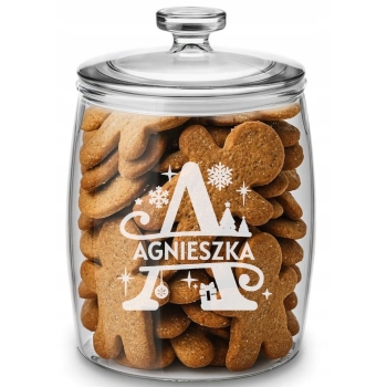 Duży Słoik na Pierniki z Grawerem 3,8L Prezent Napis Tekst Logo dla Niej