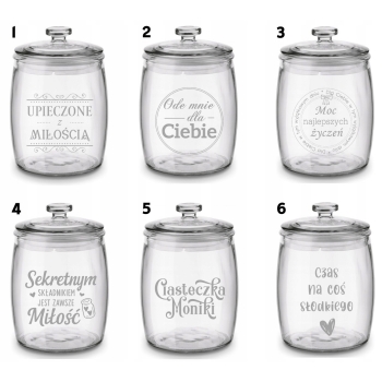 Duży Słoik na Pierniki z Grawerem 3,8L Prezent Napis Tekst Logo dla Niej