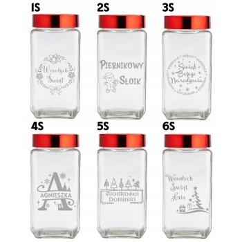 Słoik Pojemnik Prezent Świąteczny z Grawerem 1L Personalizowany Napis
