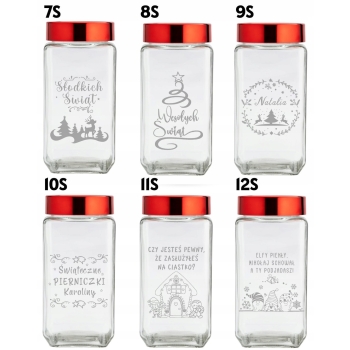 Słoik Pojemnik Prezent Świąteczny z Grawerem 1L Personalizowany Napis