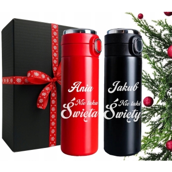 Zestaw 2 Kubków termicznych z wyświetlaczem Prezent Świąteczny dla Pary