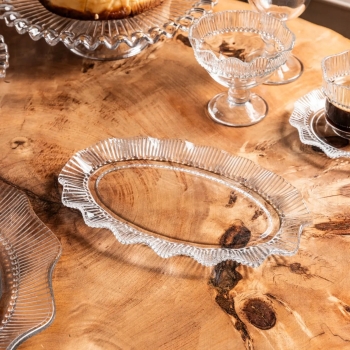 Półmisek szklany owalny talerz na ciasto Vivienne 25x16,5 cm