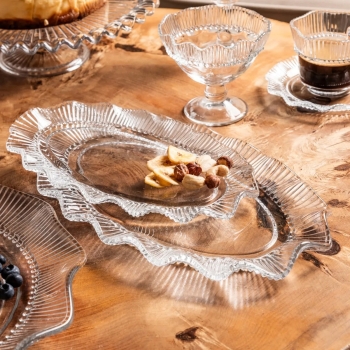 Półmisek szklany owalny talerz na ciasto Vivienne 25x16,5 cm