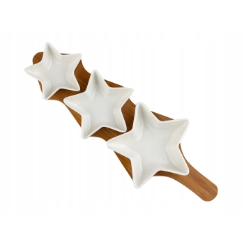 Zestaw Miseczek 3 gwiazdki świąteczne na drewnianej desce Florina