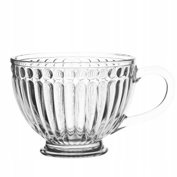 Filiżanka szklanka w paski prążki do kawy herbaty szklana Lily 430 ml