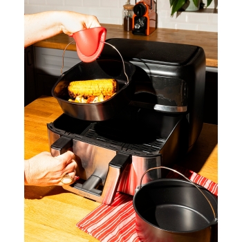 Koszyk pojemnik metalowy z uchwytem do AIR FRYER 20x19cm 1,6L PYREX okrągły