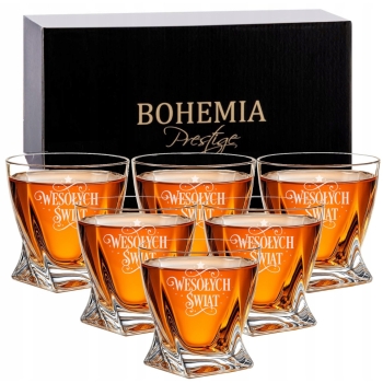 Zestaw 6 szklanek kryształowych z grawerem Tekst Logo Prezent na Święta