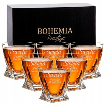 Zestaw 6 szklanek kryształowych z grawerem Tekst Logo Prezent na Święta