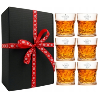 Zestaw 6 szklanek do whisky z grawerem Kryształowe 340ml Prezent na Święta