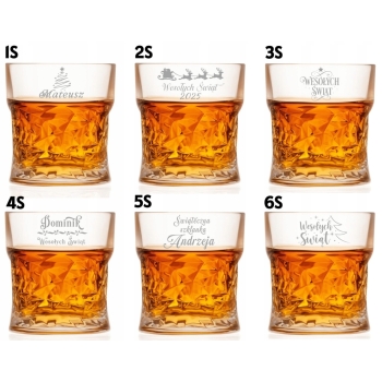 Zestaw 6 szklanek do whisky z grawerem Kryształowe 340ml Prezent na Święta