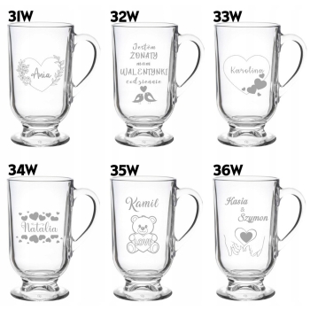 Szklanka do kawy latte na nóżce z grawerem w Pudełku Prezent na Walentynki