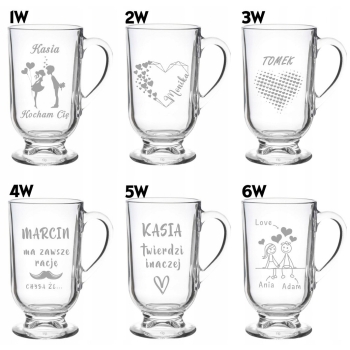 Szklanka do kawy latte na nóżce z grawerem w Pudełku Prezent na Walentynki