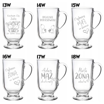 Szklanka do kawy latte na nóżce z grawerem w Pudełku Prezent na Walentynki