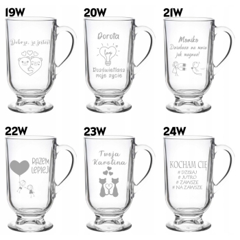 Szklanka do kawy latte na nóżce z grawerem w Pudełku Prezent na Walentynki