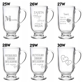 Szklanka do kawy latte na nóżce z grawerem w Pudełku Prezent na Walentynki