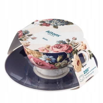Filiżanka ze spodkiem porcelanowa Róża Granat 220 ml 1 szt