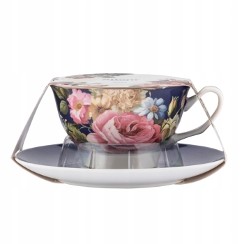 Filiżanka ze spodkiem porcelanowa Róża Granat 220 ml 1 szt