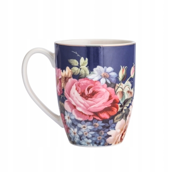 Kubek porcelanowy Kwiaty Róża Granatowy 350 ml