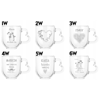 Kubek z grawerem Serce 310ml Twój Napis Logo Prezent na Walentynki