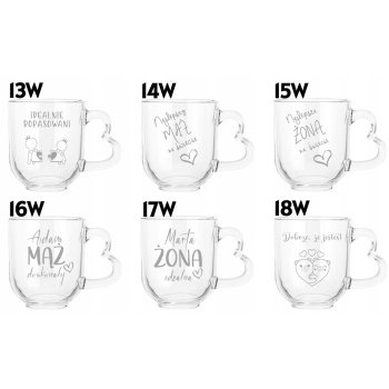 Kubek z grawerem Serce 310ml Twój Napis Logo Prezent na Walentynki