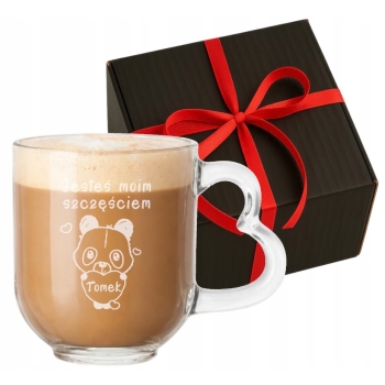 Kubek z grawerem Serce 310ml w Pudełku Napis Prezent na Walentynki