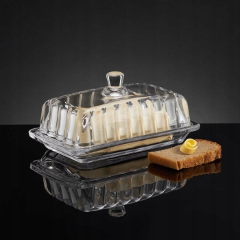 Maselnica Maselniczka szklana ryflowana 16x11cm Ribs Ambition