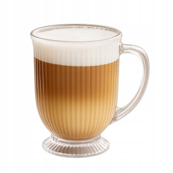 Szklanka na nóżce Kubek szklany do kawy herbaty Duży Selena prążki 500ml