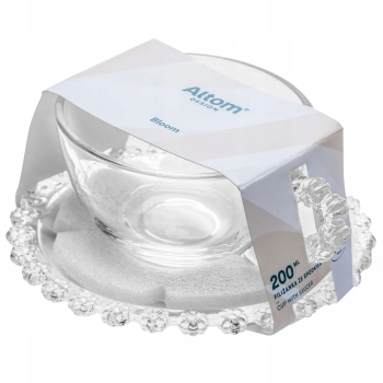 Szklana Filiżanka do kawy i herbaty ze spodkiem kwiatki Bloom 200 ml