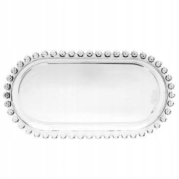 Talerz Półmisek szklany owalny Patera do ciasta ozdobna Bloom 25x13cm