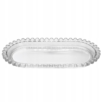 Talerz Półmisek szklany owalny Patera do ciasta ozdobna Bloom 25x13cm
