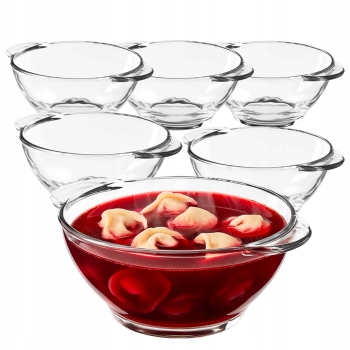 Zestaw 6 szt Bulionówki szklane do barszczu zupy Altom Design 470 ml