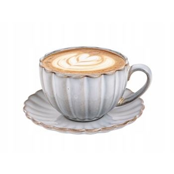 Filiżanka ceramiczna ze spodkiem 250ml Retro Atlantica szara