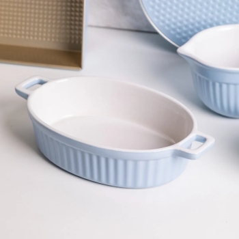 Naczynie ceramiczne do piekarnika błękitne z uchwytami Fusion Blue 27x15cm