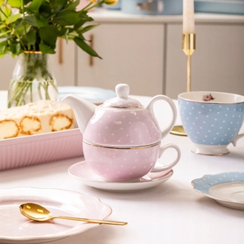 Dzbanek z filiżanką TEA FOR ONE Zestaw do herbaty Altom Design Natalie Pink