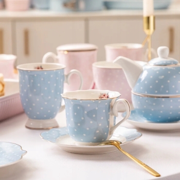 Filiżanka do kawy herbaty ze spodkiem Altom Design Natalie Blue 250 ml