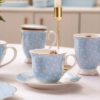 Filiżanka do kawy herbaty ze spodkiem Altom Design Natalie Blue 250 ml