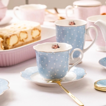 Filiżanka do kawy herbaty ze spodkiem Altom Design Natalie Blue 250 ml