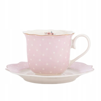 Filiżanka ze spodkiem do kawy herbaty Altom Design Natalie Pink 250 ml