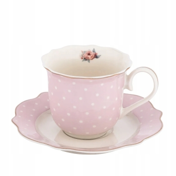 Filiżanka ze spodkiem do kawy herbaty Altom Design Natalie Pink 250 ml