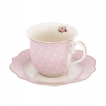 Filiżanka ze spodkiem do kawy herbaty Altom Design Natalie Pink 250 ml